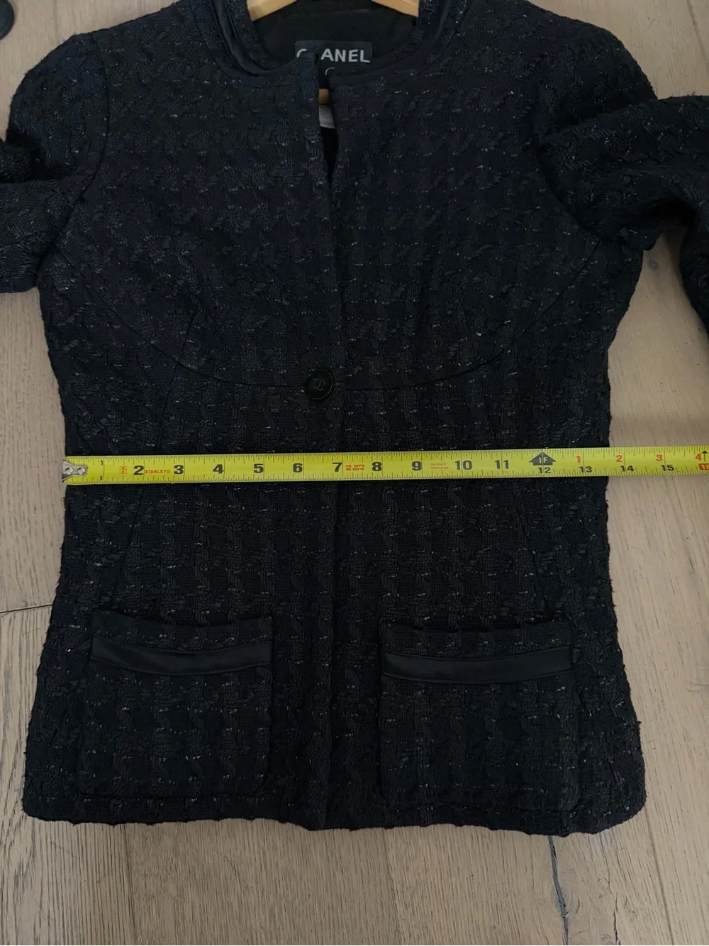CHANEL Black Tweed Single-Button Suit Jacket